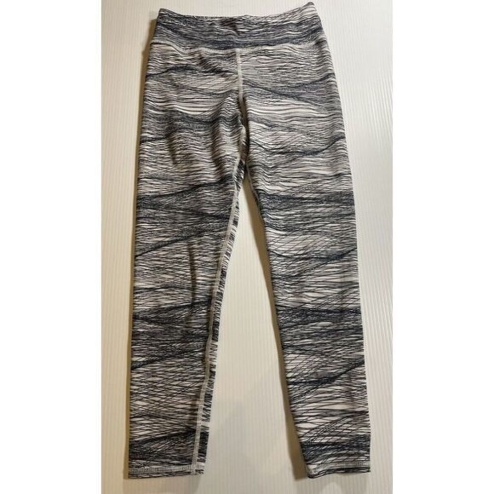 Evolution and Creation Leggings Womens Medium Black White Striped Lines